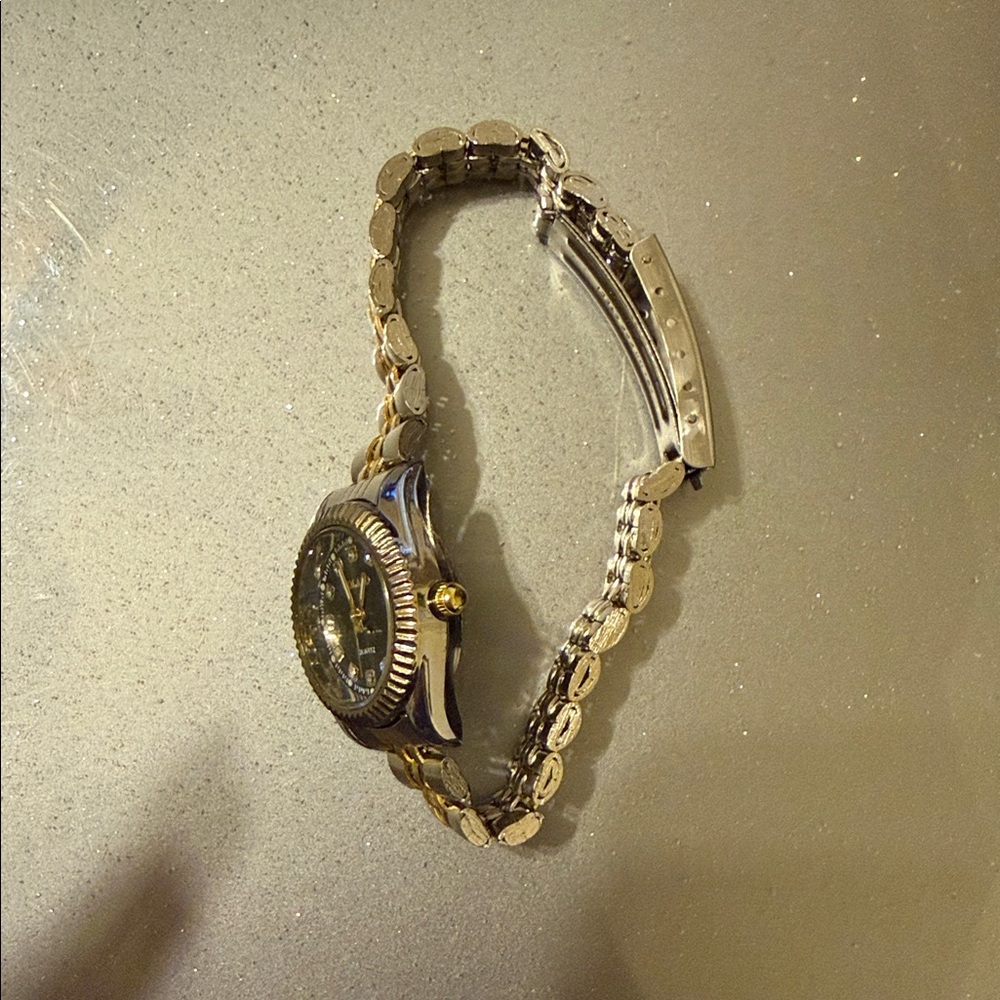 Macy's Elegant Black and Gold Women's Watch - Picture 4 of 8
